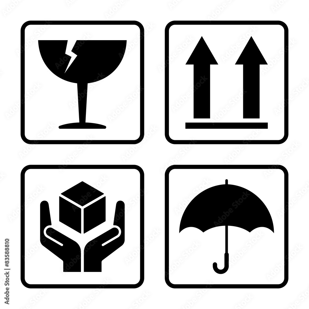Fraglich Vector fragile signs isolated on white background Stock Vector | Adobe ...