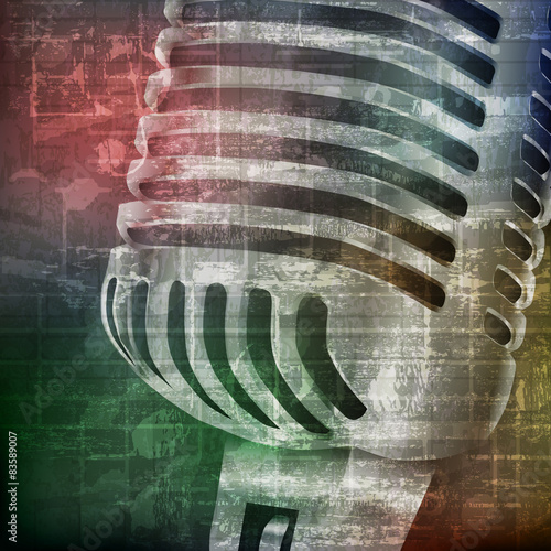 abstract grunge background with microphone