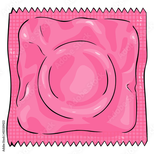 Vector Single Cartoon Condom in Pink Package