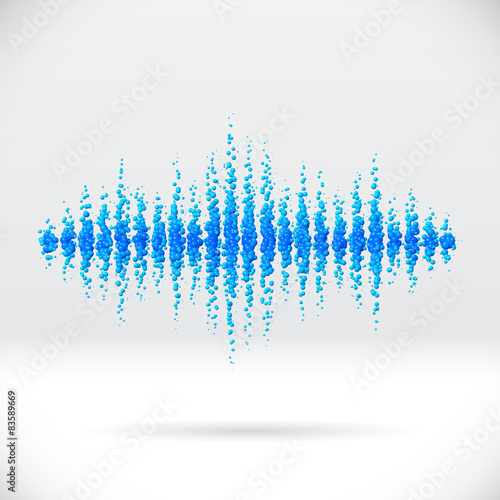 Sound waveform made of scattered balls