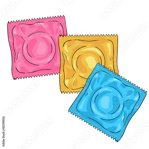 Vector Cartoon Color Condoms
