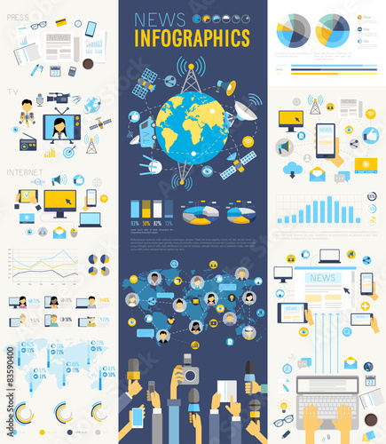 News Infographic set with charts and other elements.