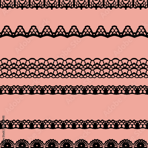 Pink and black lace seamless stripes pattern.