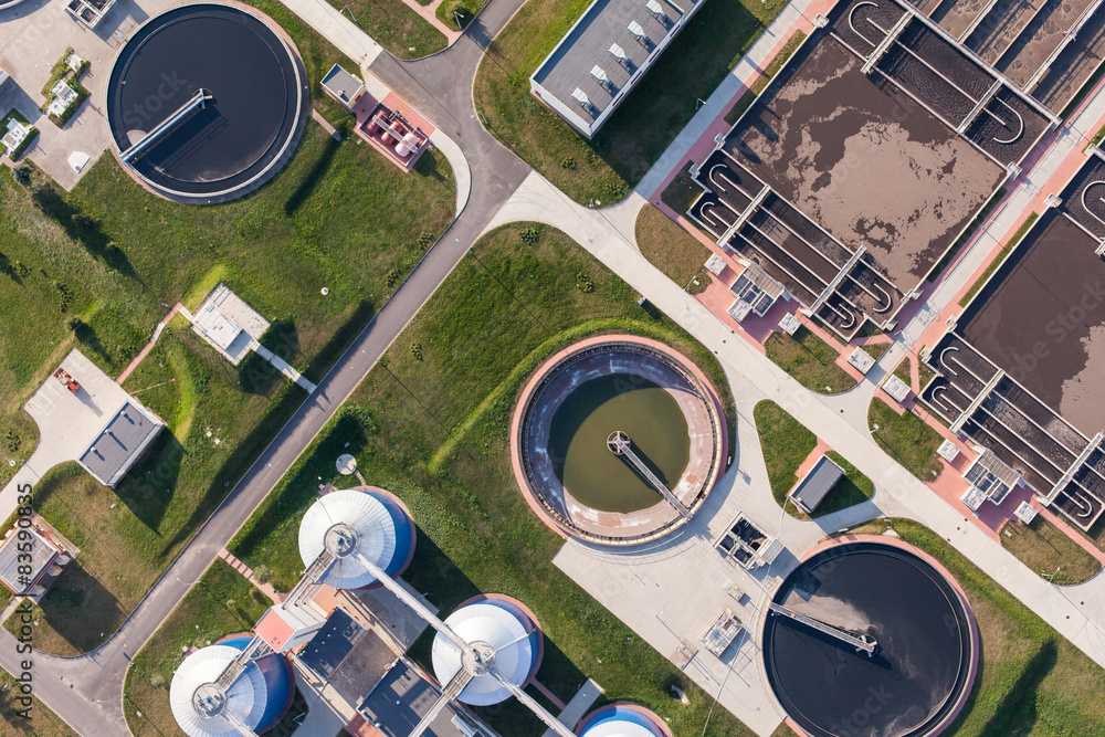 aerial view of sewage treatment plant aerial view of sewage treatment plant