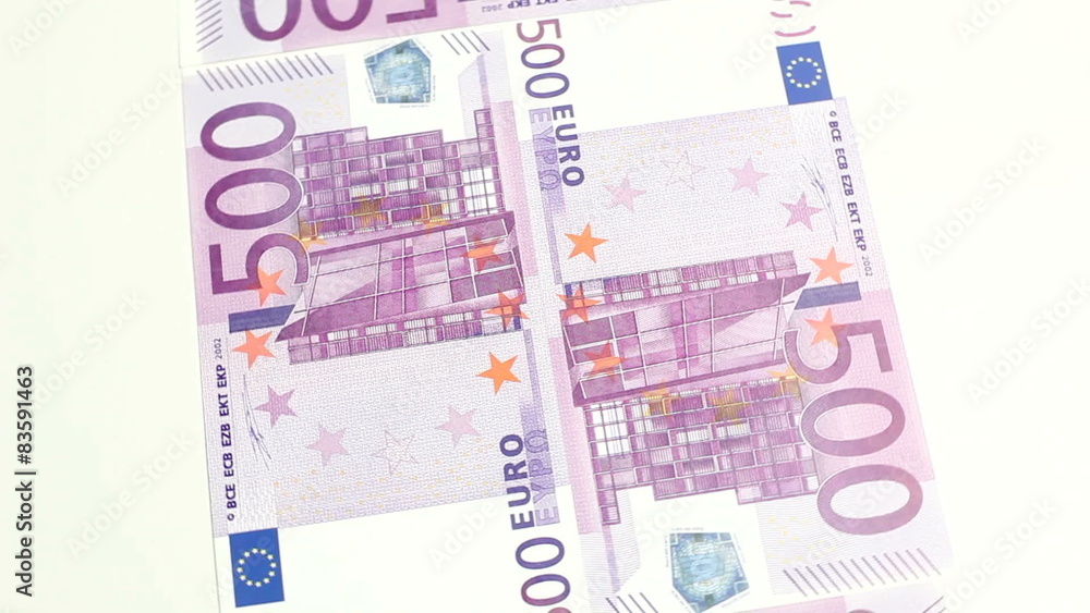 500 euro notes rotating on white background 500 euro notes rotating on white background