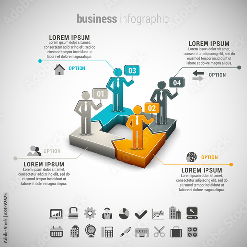 Business infographic made of people and arrows.
