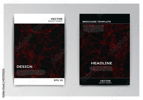 Template of brochure with abstract red particles