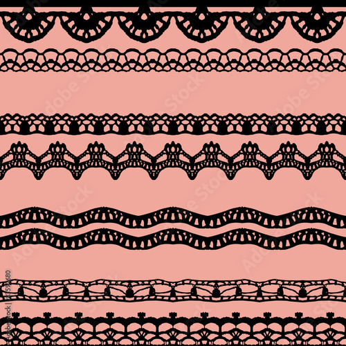 Pink and black lace seamless stripes pattern.