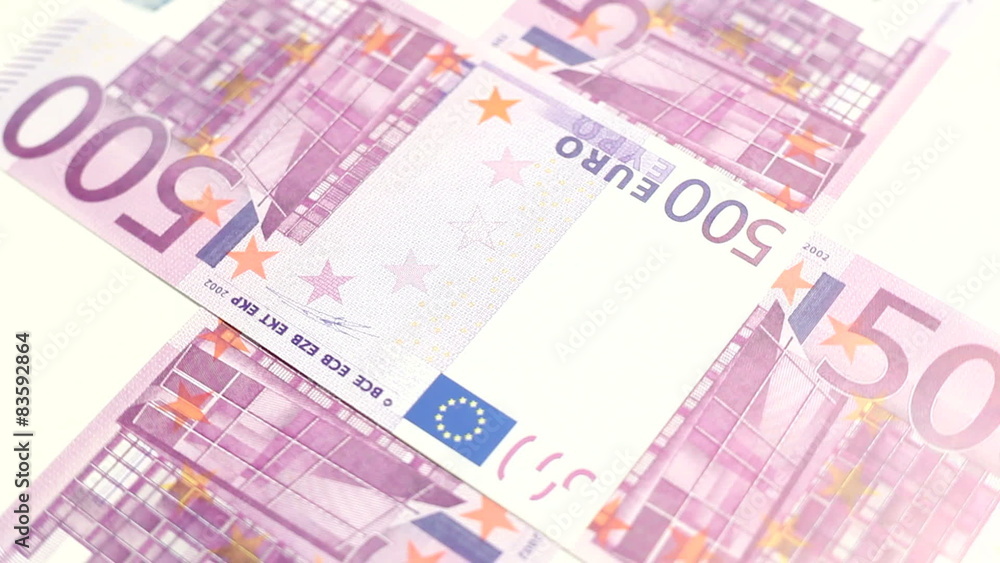 500 euro notes rotating on white background 500 euro notes rotating on white background
