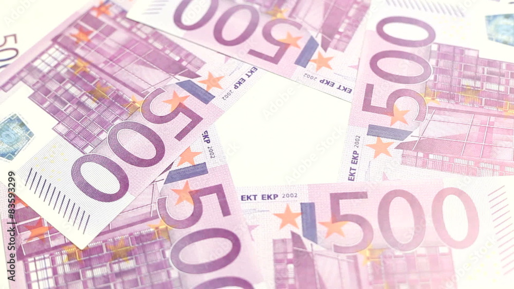 500 euro notes rotating on white background 500 euro notes rotating on white background