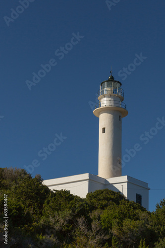 Lighthouse on blue background