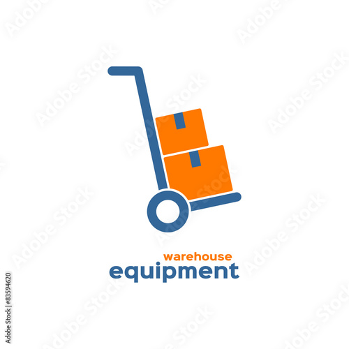 Warehouse equipment logo, hand truck silhouette