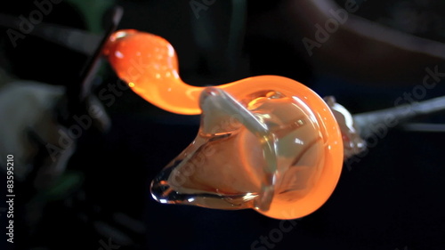 Molten Glass Put On A Tube 
