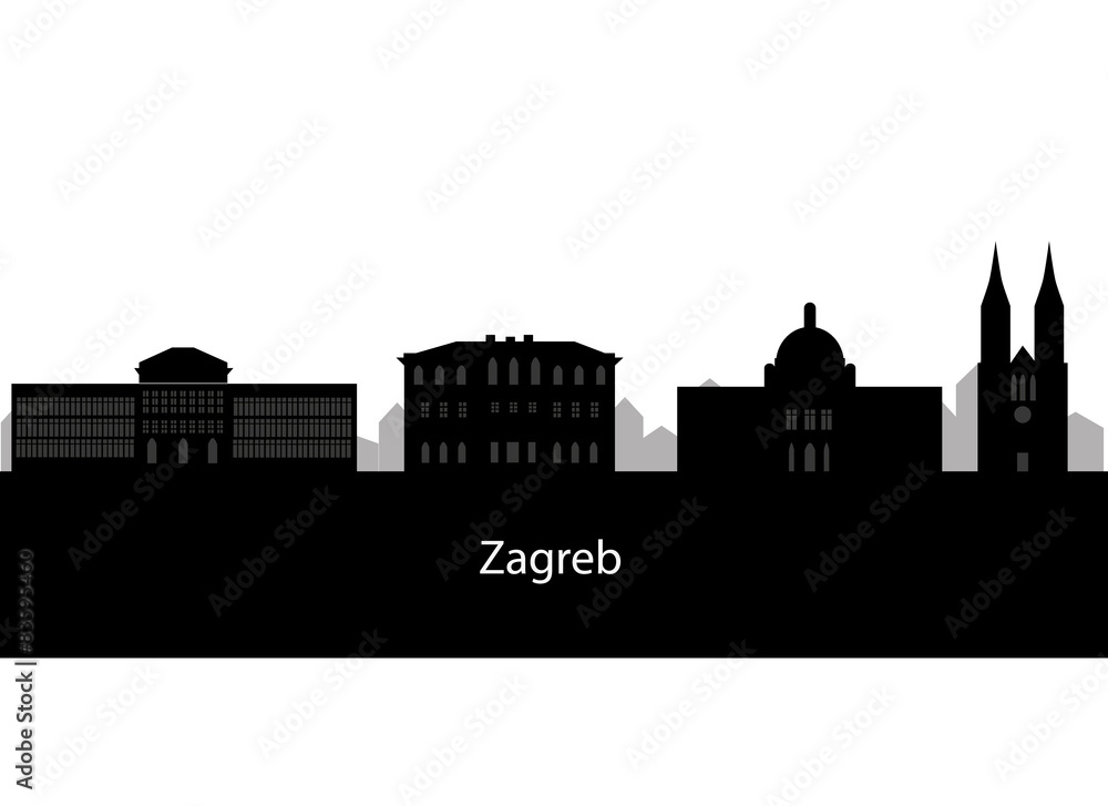 Zagreb skyline silhouette. Vector illustration.