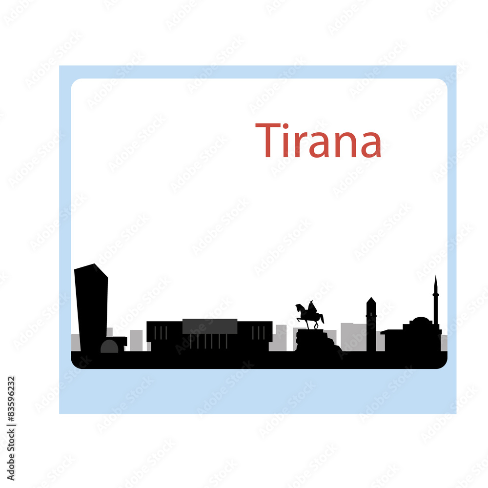 tirana skyline. Detailed vector silhouette
