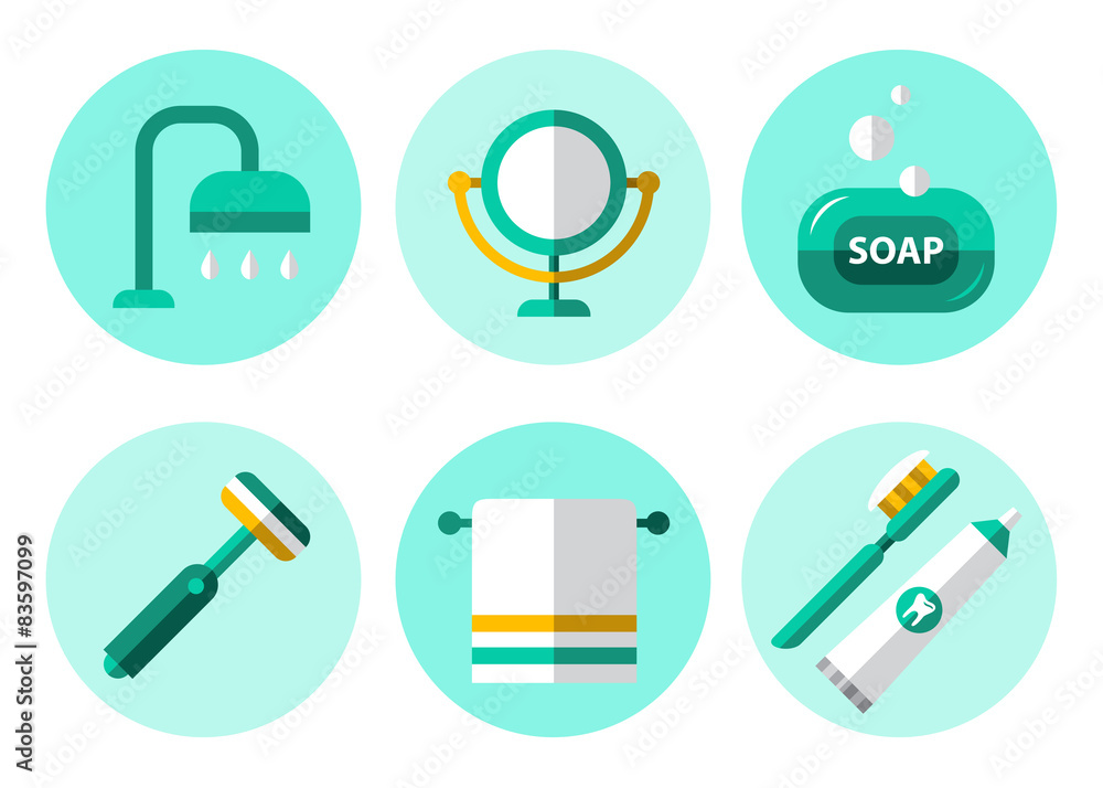 Hygiene Icons Flat Set Hygiene Icons Flat Set