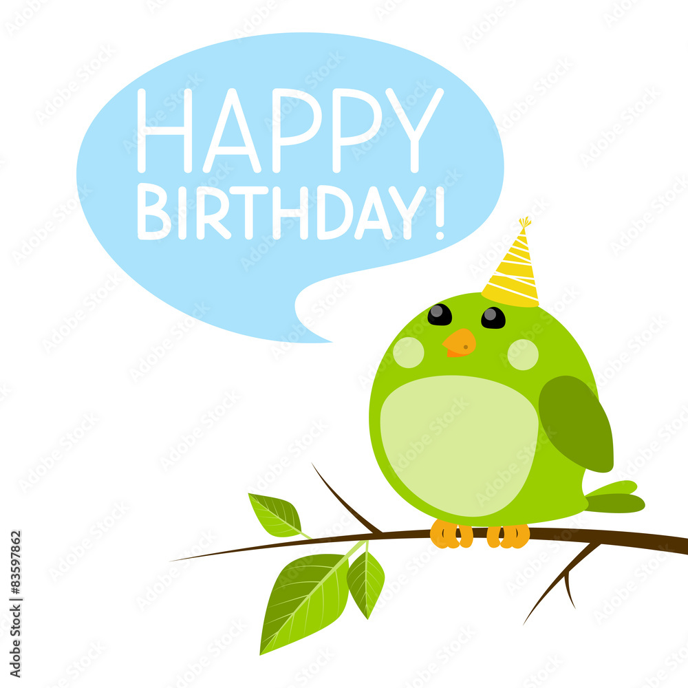 Obraz premium Cute bird with Birthday message