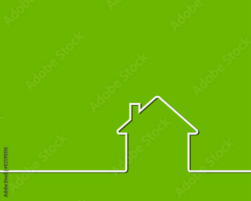 house outline green green background