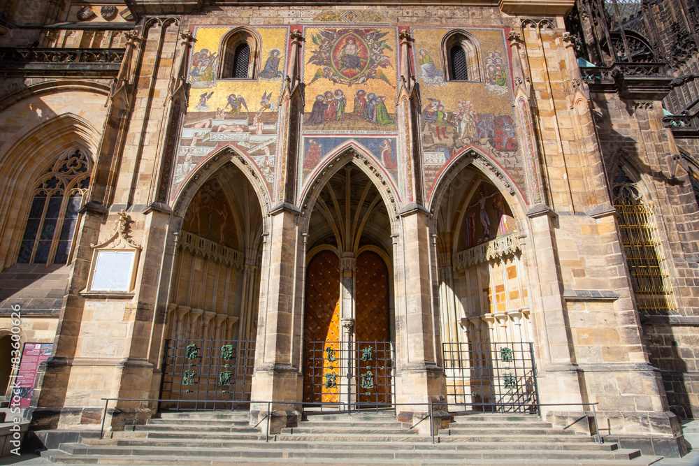 Detail of famous St.Vitus Cathedral in Prague