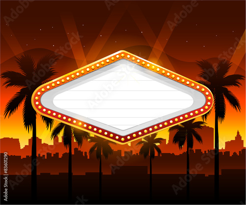 Casino banner with vegas city in background