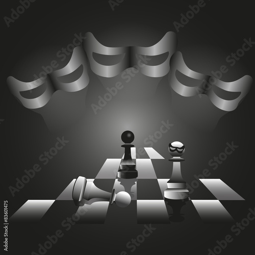 masked players over chessboard