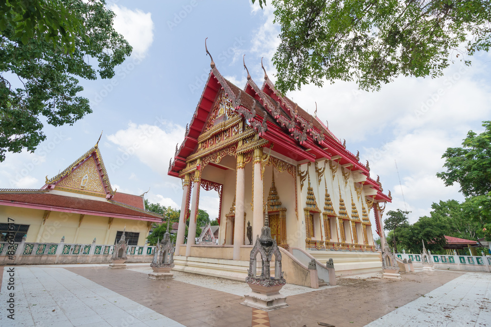 Temple with tree and sky background at Wat Nong Phakchi Nuea