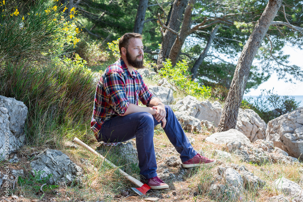 Portrait of an attractive young lumberjack