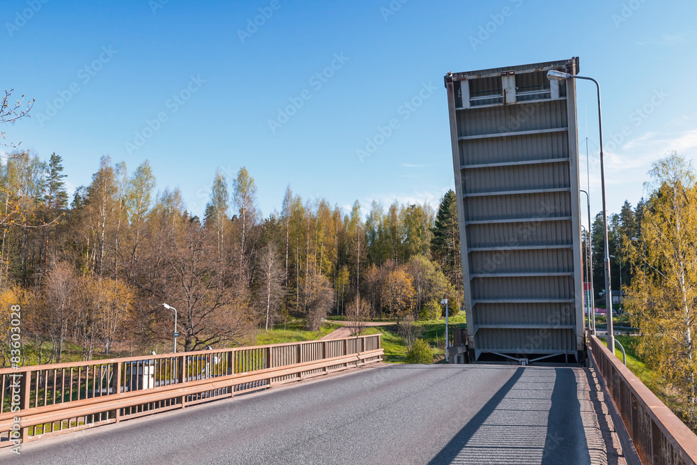 Fototapeta premium Open drawbridge over Tsvetochnoye lock
