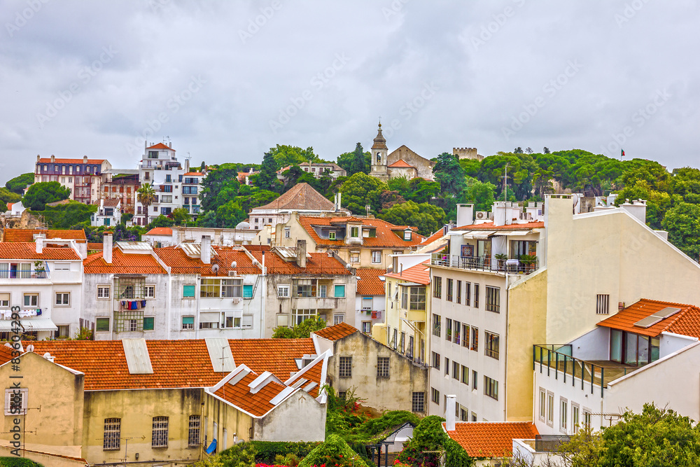 Lisbon view, Portugal, town houses
