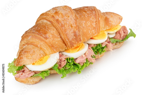 croissant sandwich with egg and tuna 