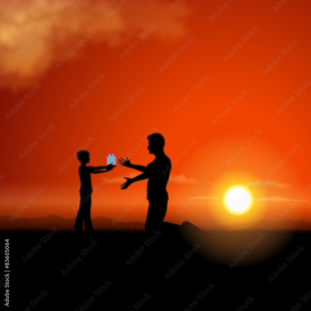 Father and child silhouette Father and child silhouette