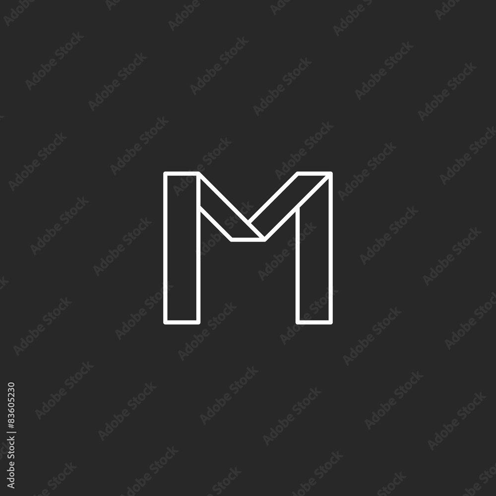 Monogram letter M logo, minimal line graphic style Monogram letter M logo, minimal line graphic style