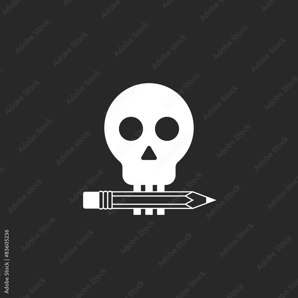 Pencil and skull mockup logo of design studio or tattoo parlor Pencil and skull mockup logo of design studio or tattoo parlor