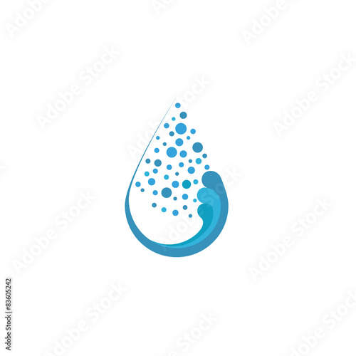 Fresh water drop and bubble, cleaning company icon