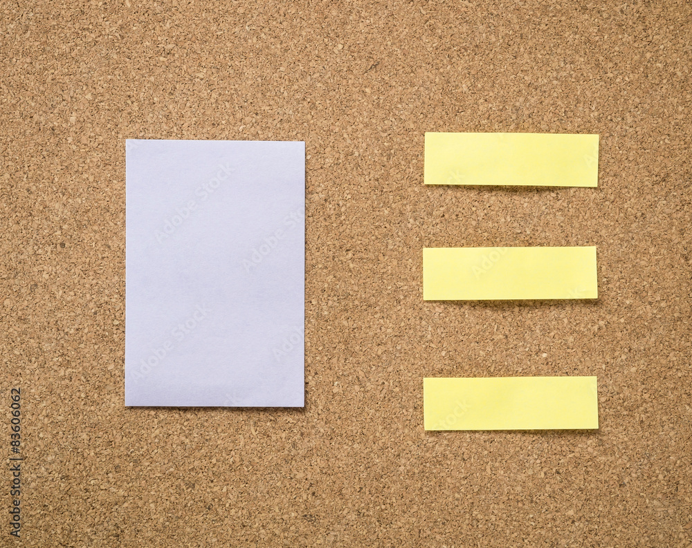 Close up cork board with blank note paper Close up cork board with blank note paper