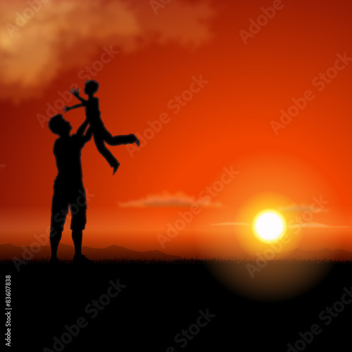 Father and child silhouette
