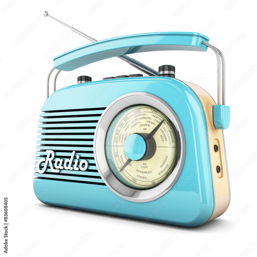 Gemarkeerd breuk Bang om te sterven Retro radio blue Stock Illustration | Adobe Stock