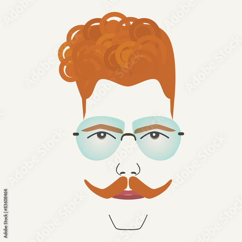 Young red hair hipster male with frameless blue lenses glasses