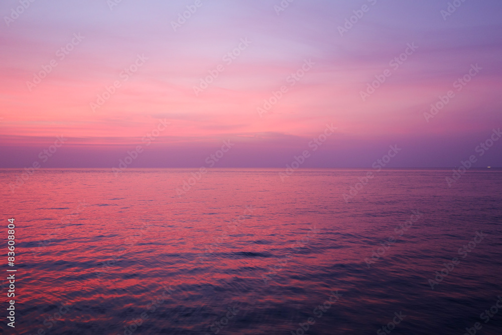 Pink sunset on ocean