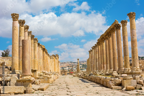 The Cardo Maximus street in Jerash ruins Jordan photo