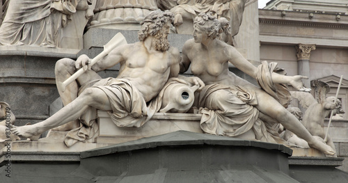 Detail of Pallas-Athene fountain in front of Austrian parliament photo