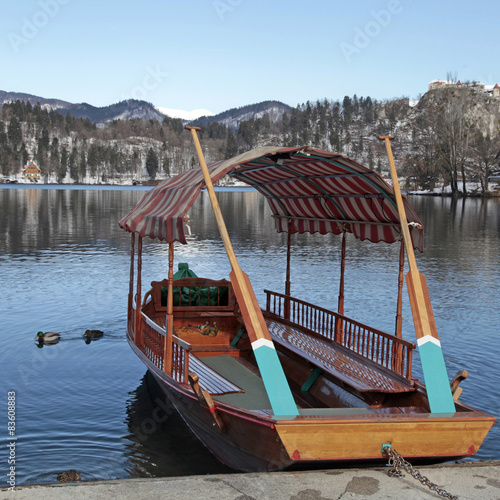 traditional Slovenian boat, on Lake Bled, Slovenia