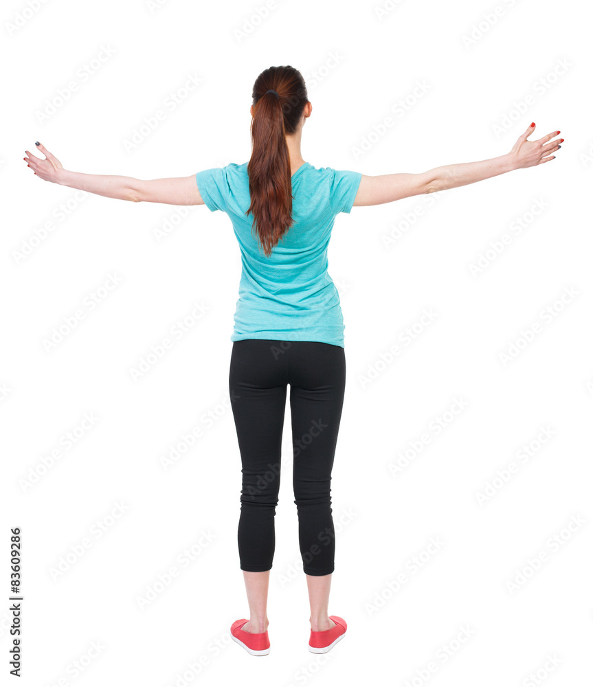 back view of standing young beautiful woman in in sportswear i back view of standing young beautiful woman in in sportswear i
