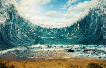 Fotobehang Oceaan golven Enorme golven op open zee  © Kevin Carden
