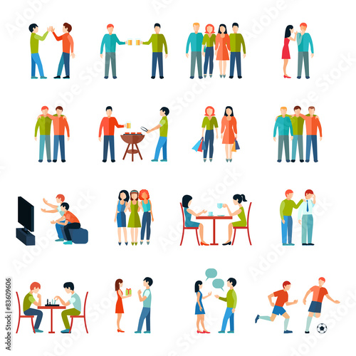 Friends Icons Flat Set