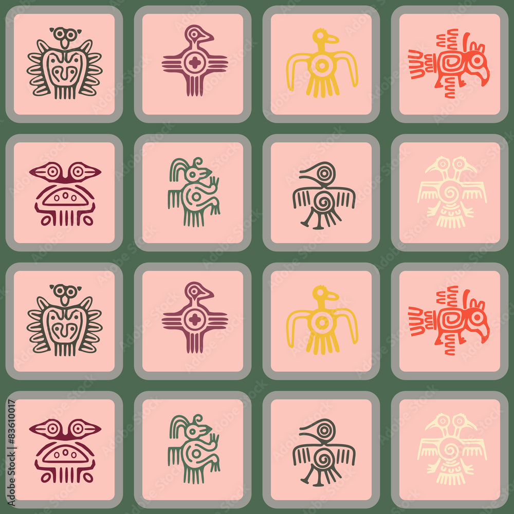 Seamless background with American Indians relics dingbats Seamless background with American Indians relics dingbats