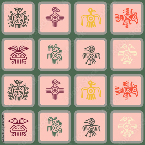 Seamless background with American Indians relics dingbats 