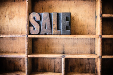 Sale Concept Wooden Letterpress Theme