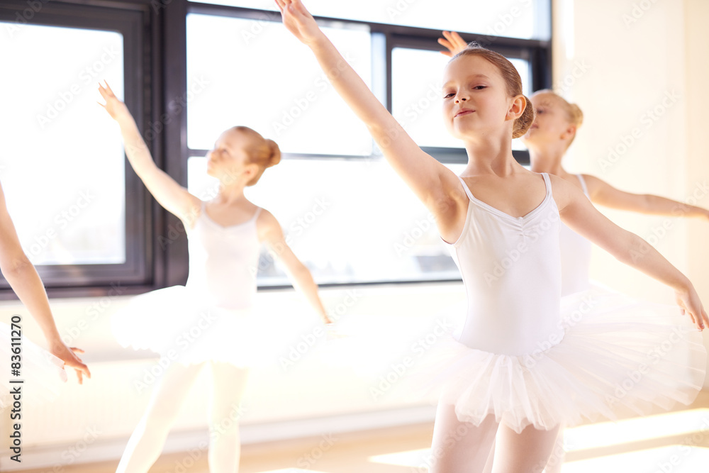 Graceful young ballerinas practising a ballet Graceful young ballerinas practising a ballet