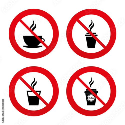 Coffee cup icon. Hot drinks glasses symbols.